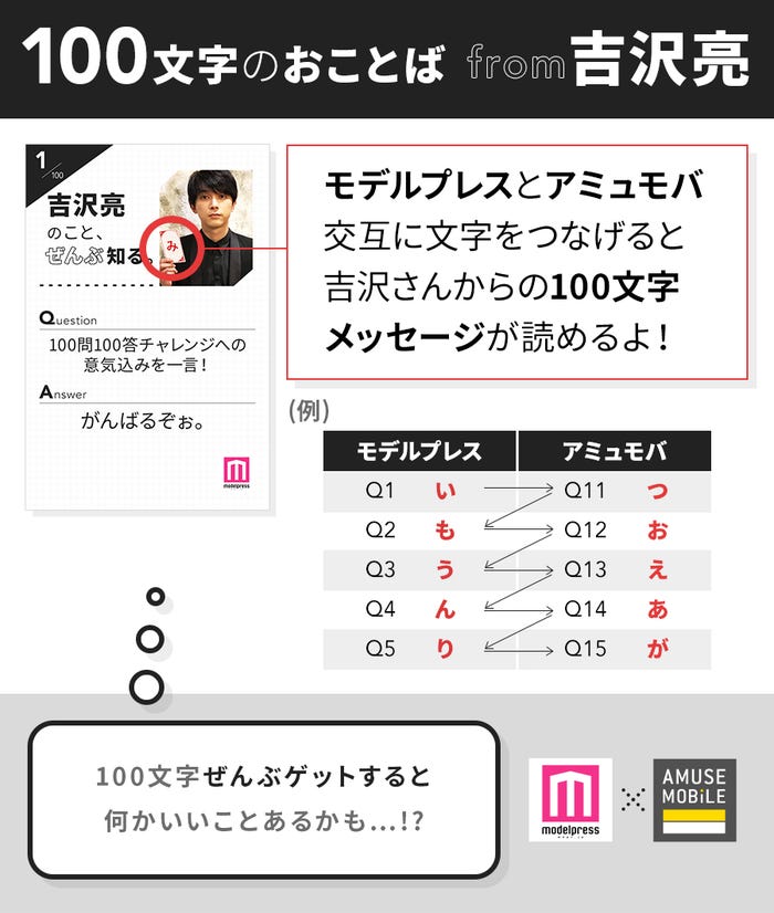 100文字コンプリートしよう!「100文字のおことば」from吉沢亮