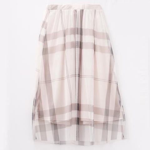 しまむら　キレイめスカート　大人コーデ　上品　チュールスカート　michill