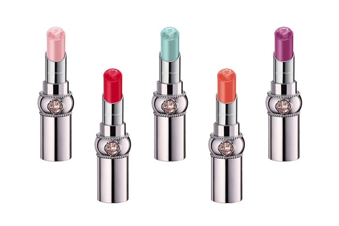 （上段左から）「リップグロウ　セラムバーム 01 petal bisou」「同 02 mint breeze」「同 03 cassis swing」（下段左から）「同 04 daydream tomato」「同 05 orange windmill」（C）JILL STUART Beauty