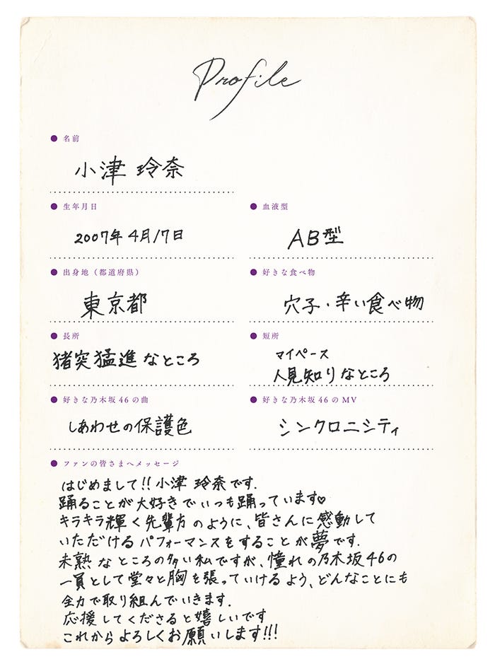 小津玲奈プロフィール(提供写真)