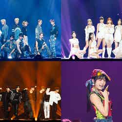 （上段左から時計回り）INI、NiziU、イェナ、THE BOYZ「KCON JAPAN 2023」（C）CJ ENM Co., Ltd, All Rights Reserved