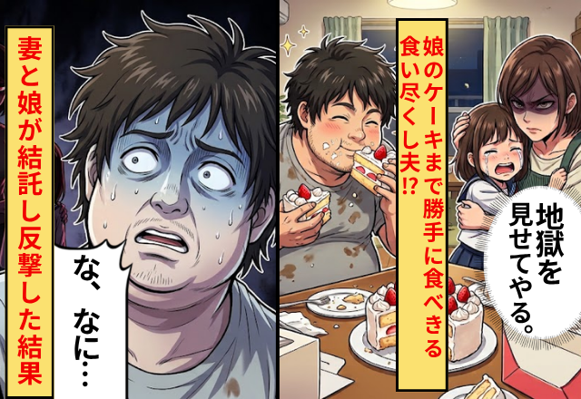 娘のケーキまで勝手に食べきる“食い尽くし夫”？！しかし⇒「地獄を見せてやる」妻と娘が結託し反撃した結果…「何これ…！」