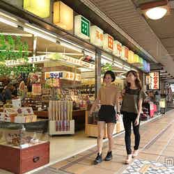 土産物屋や飲食店など約50店が軒を連ねる箱根湯本駅前商店街