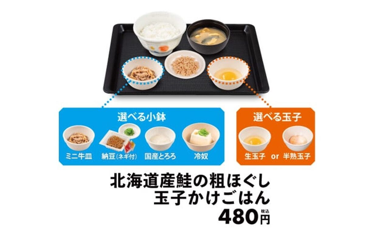 松屋「北海道産鮭の粗ほぐし玉子かけごはん」