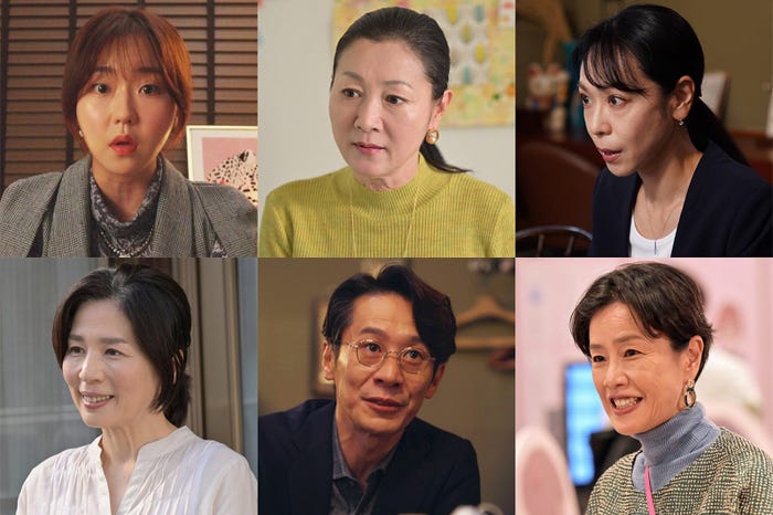 (上段左から)ソ・ヘウォン、パン・ウンヒ、遊井亮子(下段左から)中島ひろ子、三浦誠己、渡辺真起子(C)「キンパとおにぎり」製作委員会