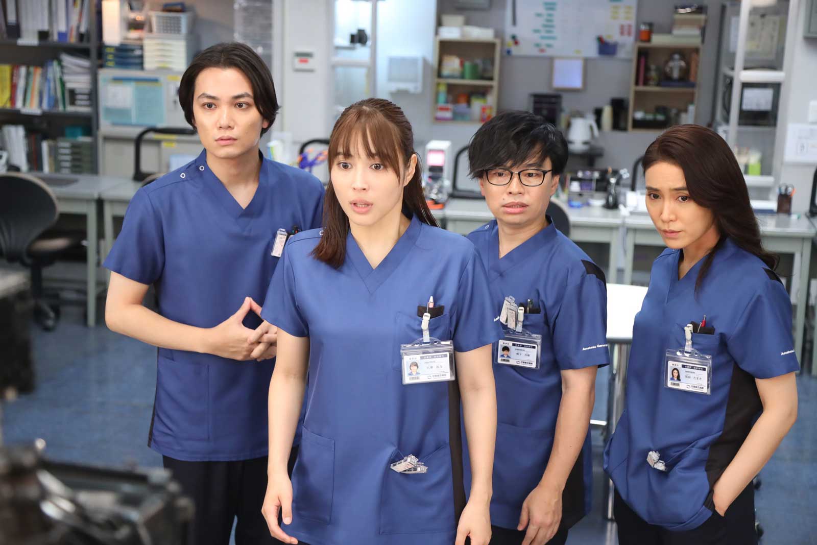 矢野聖人、広瀬アリス、浜野謙太、山口紗弥加／「ラジエーションハウスⅡ～放射線科の診断レポート～」特別編より （C）フジテレビ