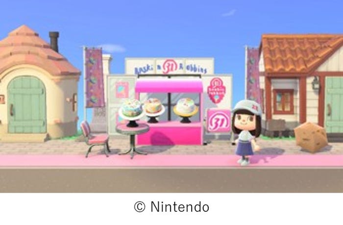 ゲーム内にサーティワン風のショップが並ぶショッピングエリアが登場(C)Nintendo