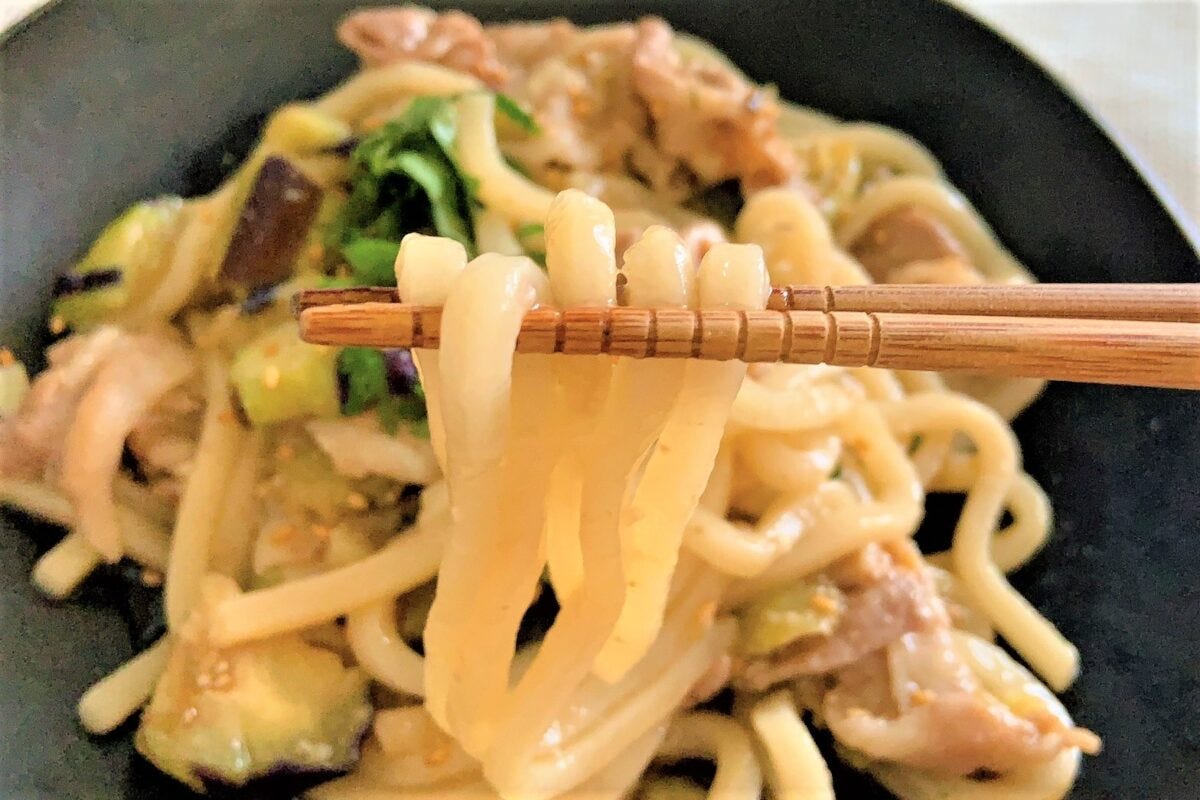 さっぱり豚なすポン酢うどん