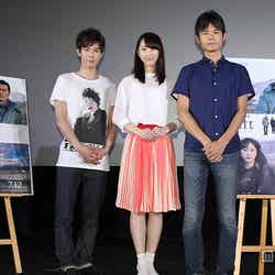 映画「gift」（7月12日公開）舞台挨拶（左より）柿澤勇人、松井玲奈、宮岡太郎監督