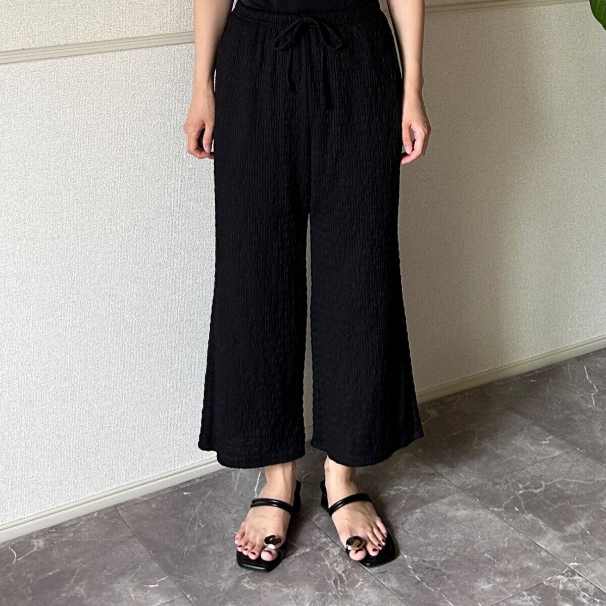 GU　シャーリングアンクルパンツ　正面全身着用