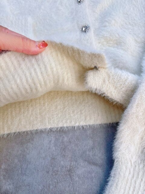 GUシャギーニットハートビジューボタンカーディガン GUシャギーニットハートビジューボタンカーディガン ナチュラルの裾周り