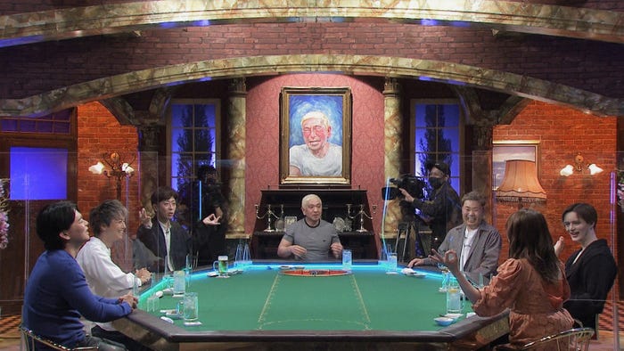 (左から)野田クリスタル、TAKAHIRO、後藤輝基、松本人志、岩尾望、Matt、菊地亜美 (C)フジテレビ