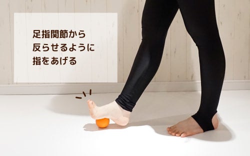 足指関節から外らせるように指をあげる