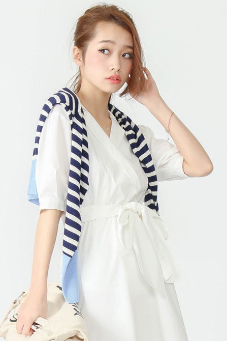 カシュクールウエストリボンシャツワンピース「salus」3,500円（税込）