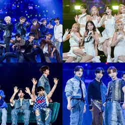 （上段左から時計回り）INI、Kep1er、THE NEW SIX（TNX）、NCT DREAM「SBS INKIGAYO LIVE in TOKYO」（C）SBS