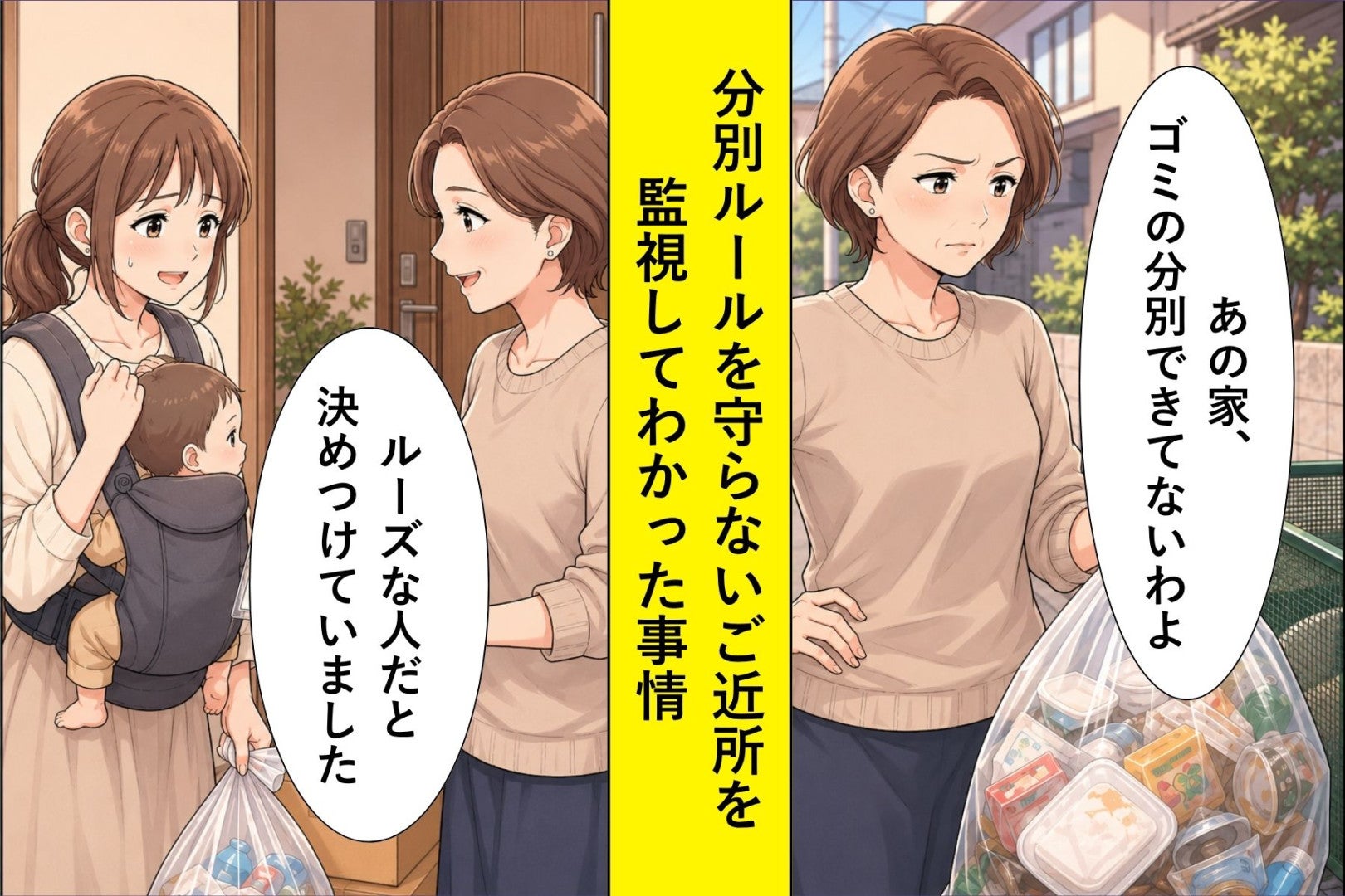 「あの家、ゴミの分別できてないわよ」と監視しているご近所→引っ越してきた家族の事情を知った日