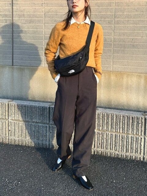 ウエストポーチ ノースフェイスのおすすめ冬コーデ