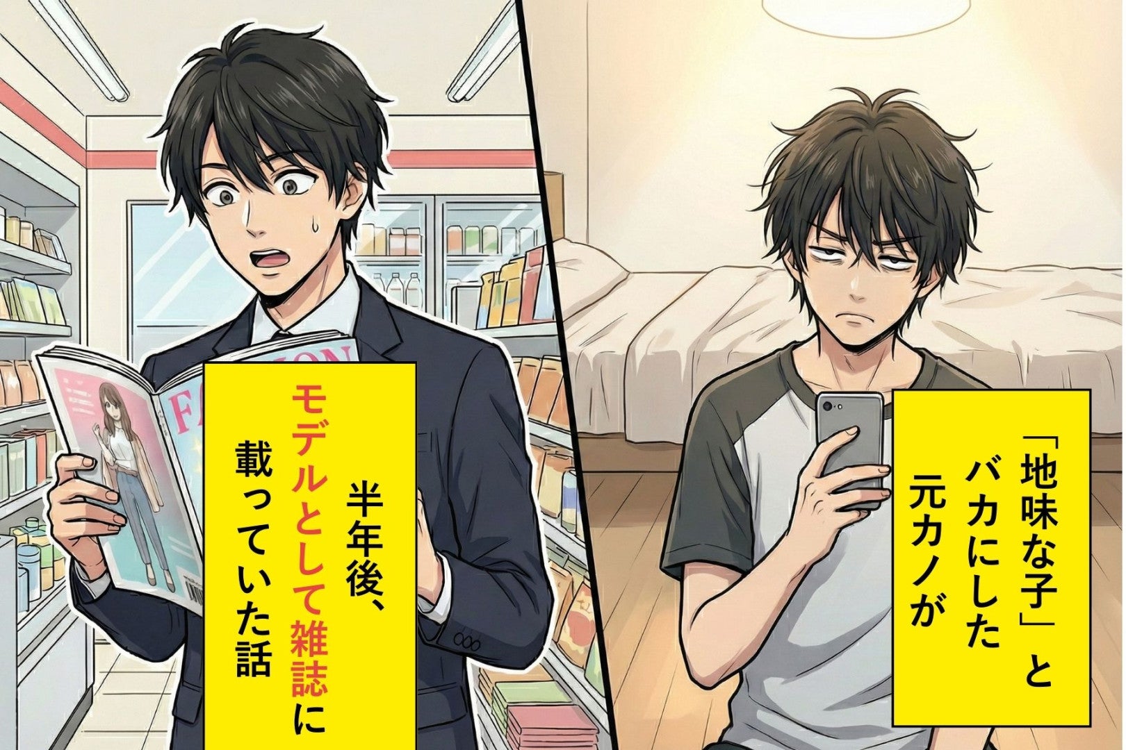 元カノのことを「地味な子」と言っていたら→半年後に彼女がコンビニの雑誌棚から俺を見ていて...