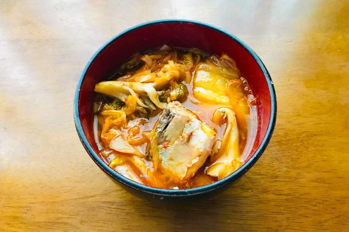 サバ缶キムチスープ
