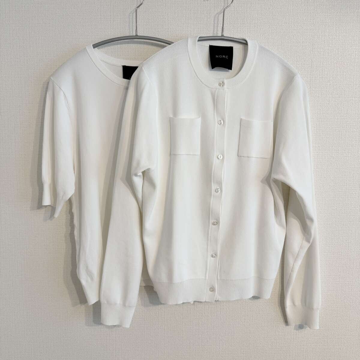 N.O.R.C　ニットカーディガン　ハーフスリーブニット　ホワイト