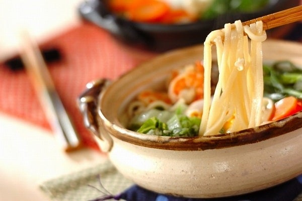 ゆで鶏スープで煮込みうどん