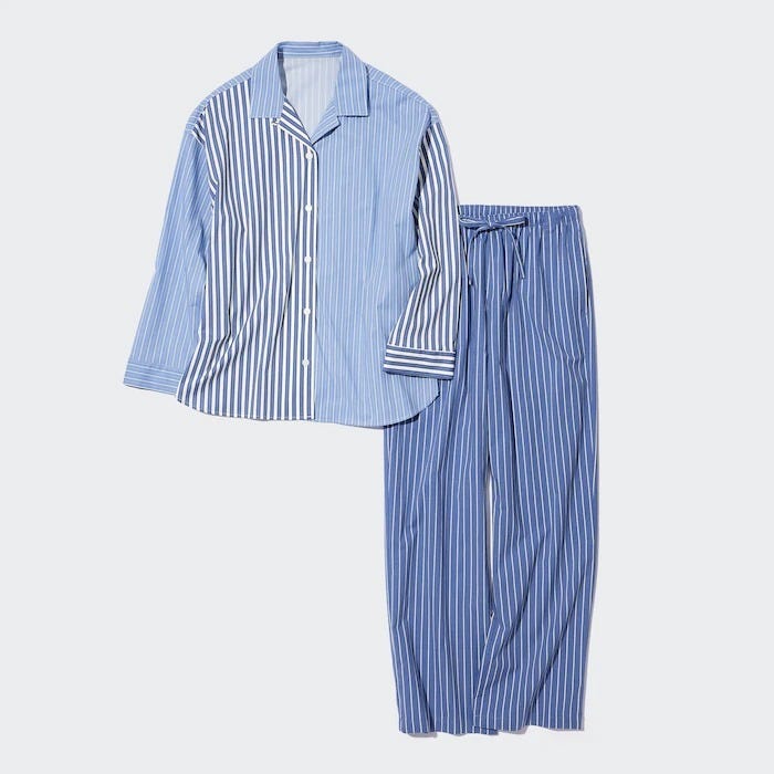 ユニクロ　uniqlo　レディース　おすすめ　オススメ　コスパ　2023　冬　ルームウェア　パジャマ　部屋着　ソフトストレッチパジャマ　ストライプ　オンライン限定　オンラインストア　限定