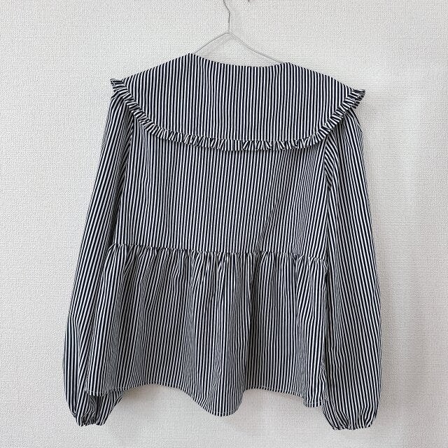 coca　ビッグカラーブラウス　STRIPE　後ろ側