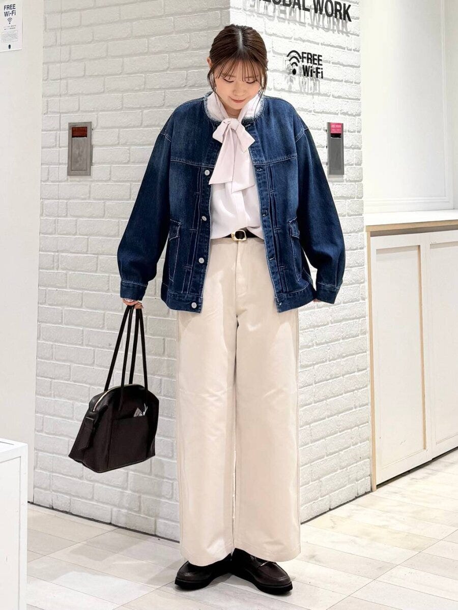 グローバルワーク GOODデニムノーカラージャケット グローバルワークのGOODデニムノーカラージャケット