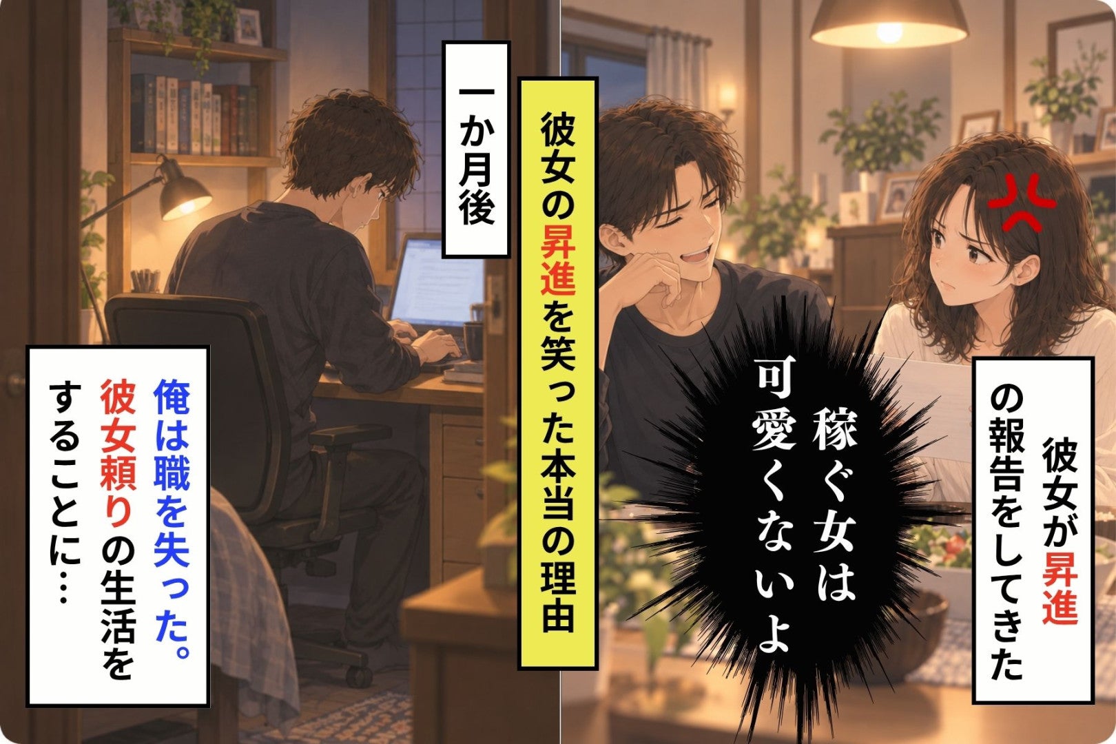 彼女の昇進を素直に祝えなかった俺が、家賃を払えずにいた２カ月に考えていたこと