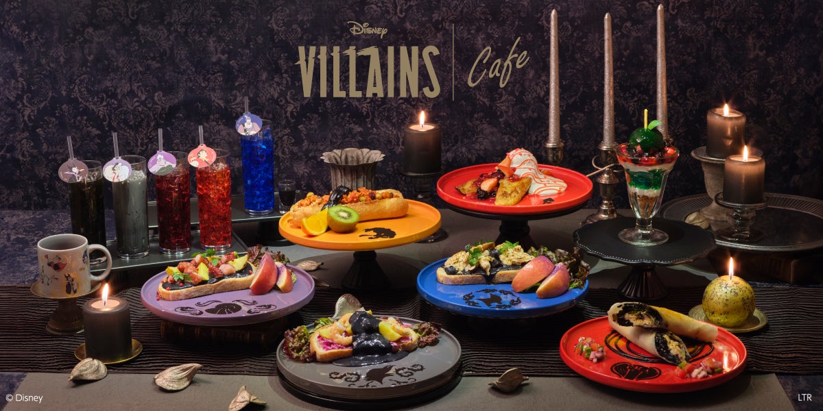 「ディズニーヴィランズ」テーマカフェ、表参道で開催 アースラのサンドやハートの女王のフレトーなど提供