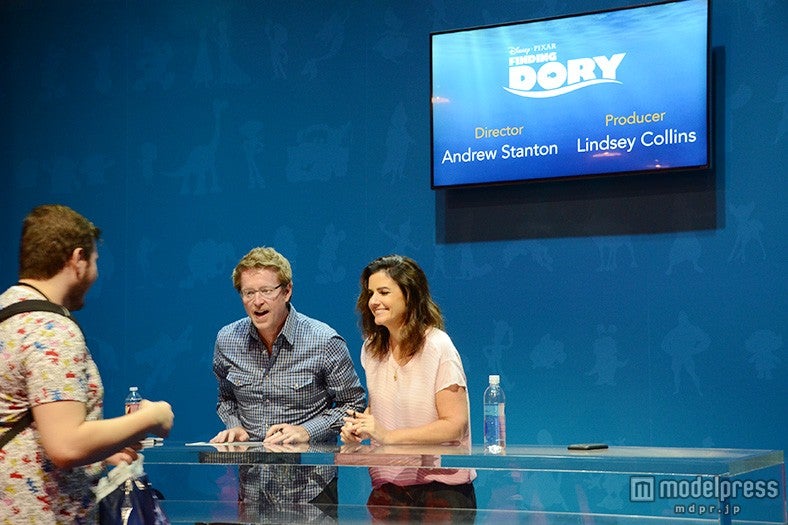 「ファインディング・ドリー」のディレクターのアンドリュー・スタントン氏、プロデューサーのリジー・コリンズ氏