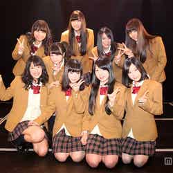 SKE48からの卒業を発表した9名（前列左から）桑原みずき、平松可奈子、高田志織、矢神久美（後列左から）赤枝里々奈、小木曽汐莉、上野圭澄、小林絵未梨、原望奈美／（C）AKS