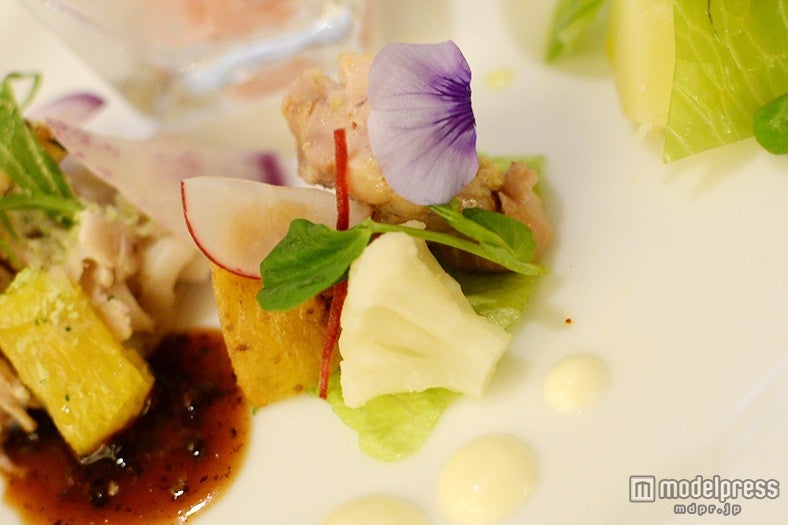 チキンと彩り野菜のマリネ ガーリックムース