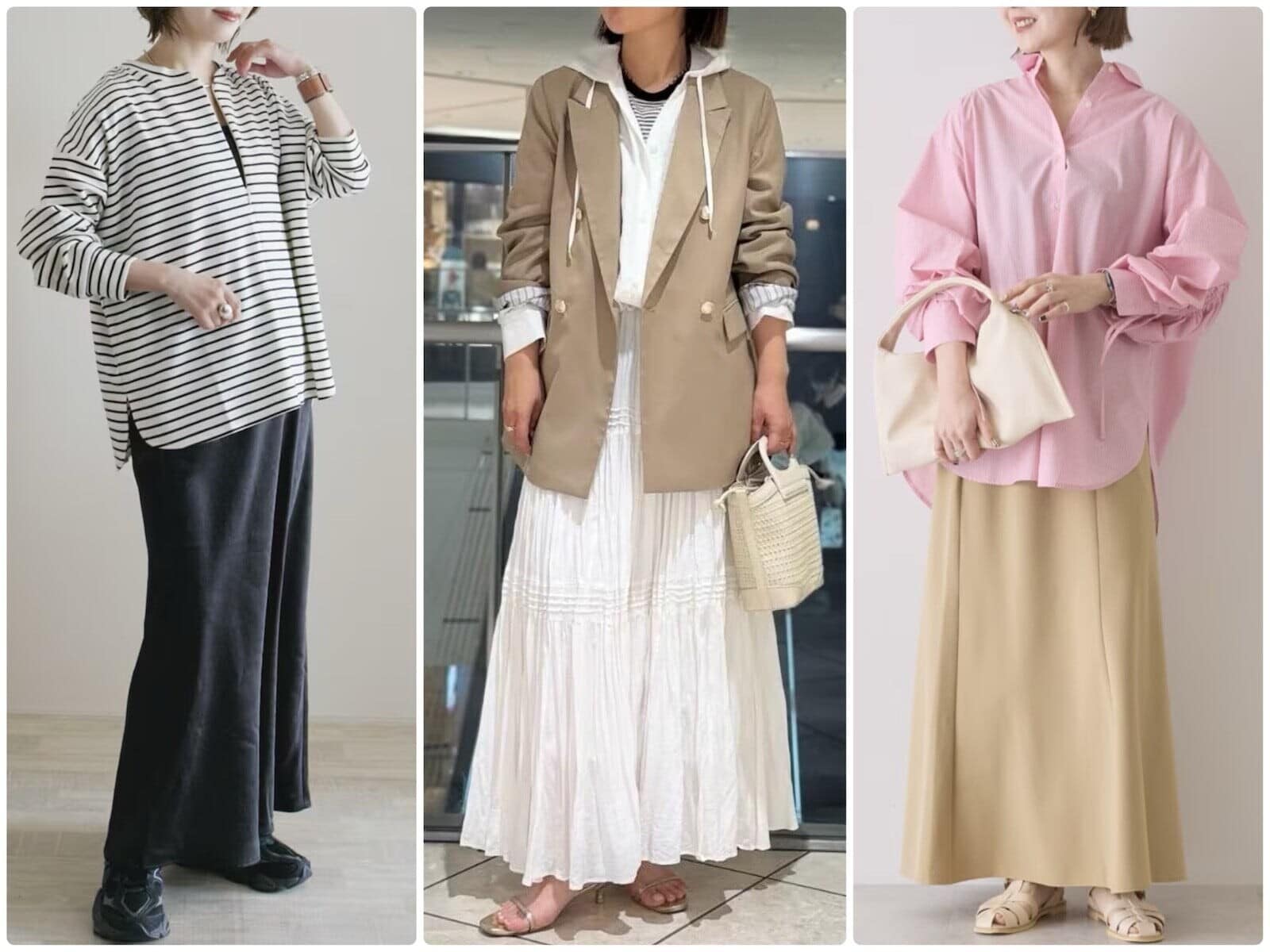 ウエストゴムの楽ちんスカートでおしゃれ見え！【大人フェミニン】春の「トレンドスカートコーデ」3選