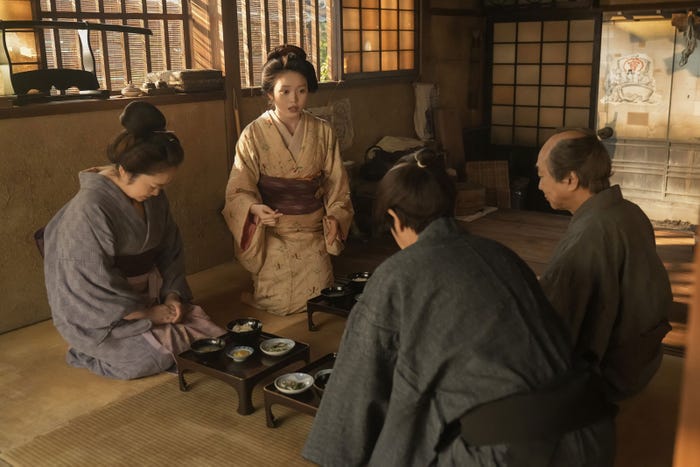 池脇千鶴、高石あかり、岡部たかし、小日向文世「ばけばけ」第8話(C)NHK