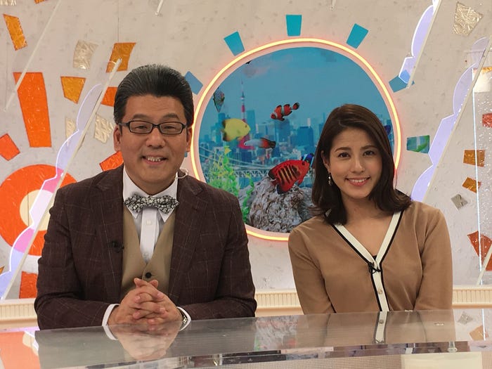 (左から)軽部真一(フジテレビアナウンサー)、永島優美(フジテレビアナウンサー) (C)フジテレビ