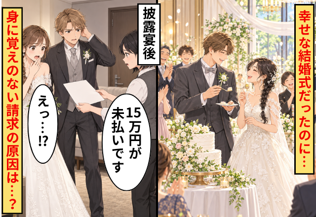 幸せな結婚式が一転…。披露宴後、式場「15万円が未払いです」⇒私「えっ…！？」身に覚えのない請求の原因は…？