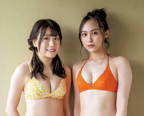 HKT48小田彩加&豊永阿紀、初の水着グラビアで仲良し同期ショット 地元福岡で自然体な姿
