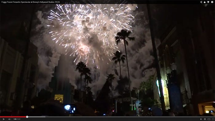 All Around Orlando「Foggy Frozen Fireworks Spectacular at Disney's Hollywood Studios 7/5/14」/YouTubeより