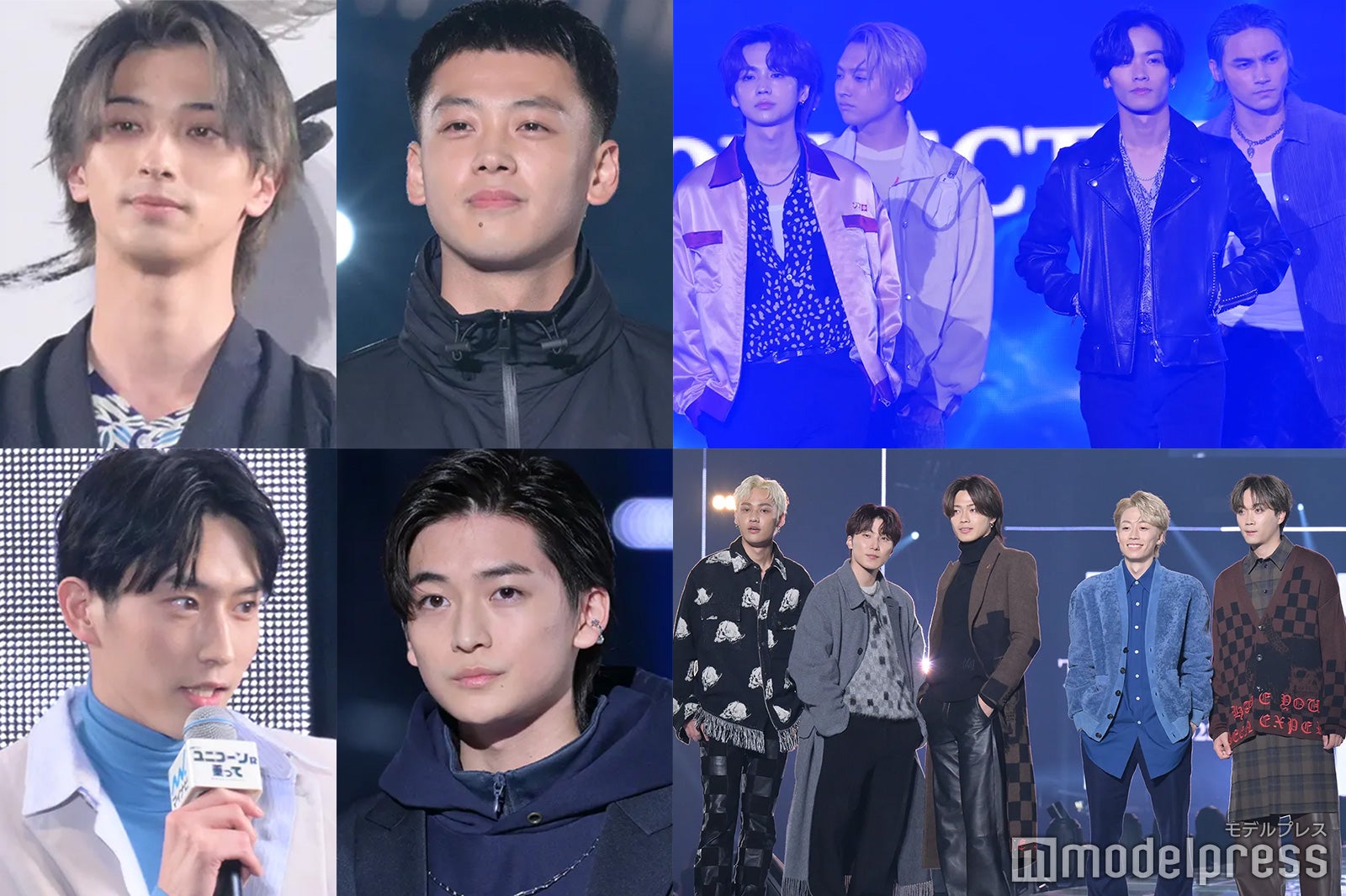 （左上から時計回りに）横浜流星、竹内涼真、「HiGH＆LOW」キャスト、コムドット、高橋文哉、杉野遥亮 （C）モデルプレス