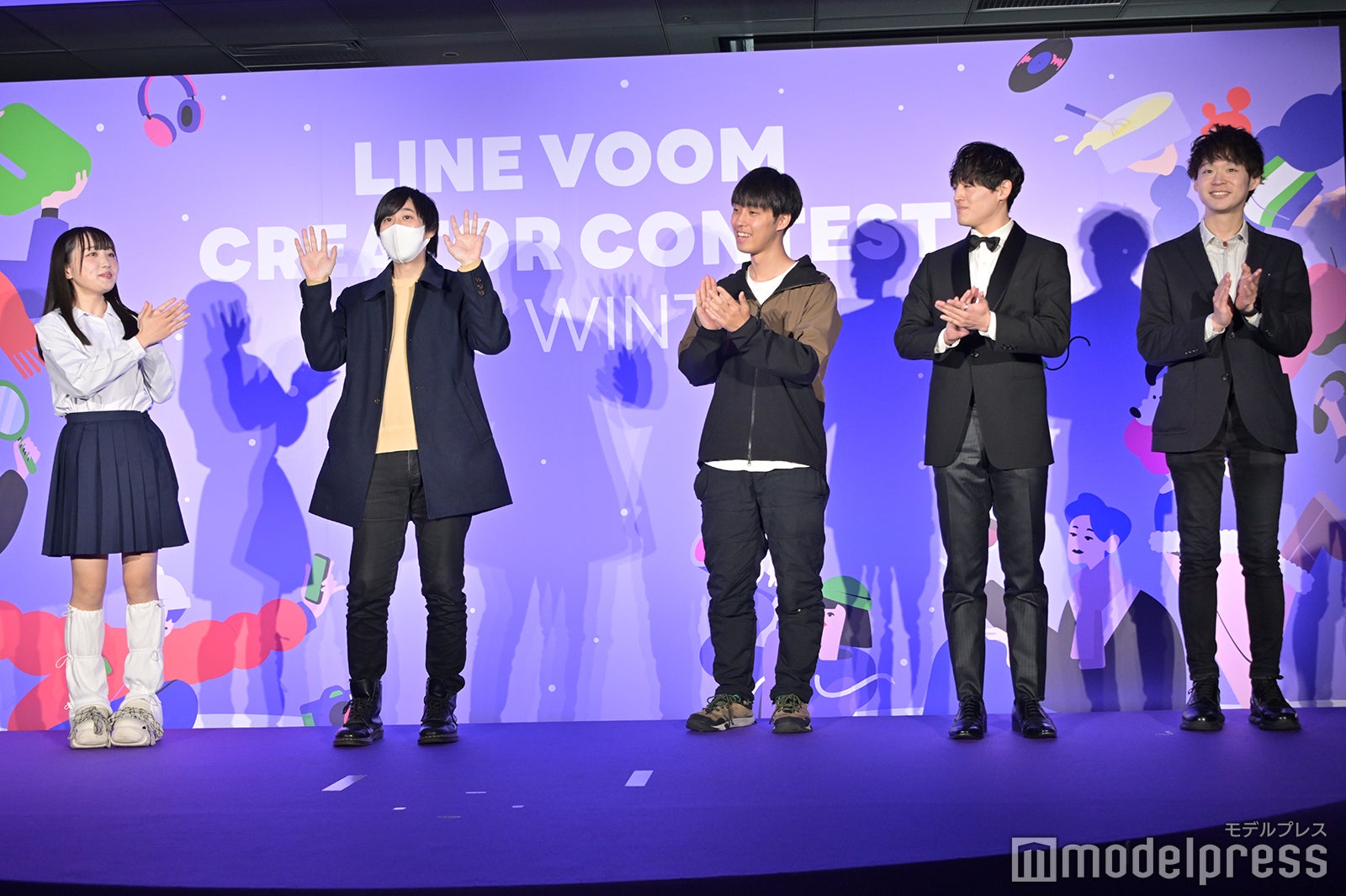 （左から）古森もぐ、そば湯、100円娯楽（税抜）、小麦アレルギー、くらっしー社長＠株式会社MIRACALE（C）モデルプレス