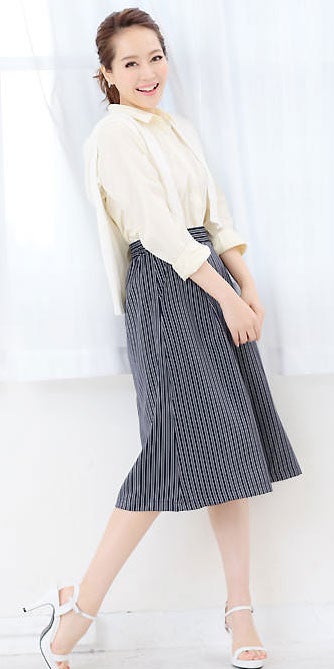 ストライプ柄フレアガウチョパンツ「神戸レタス」1190円（税込）／画像提供：神戸レタス