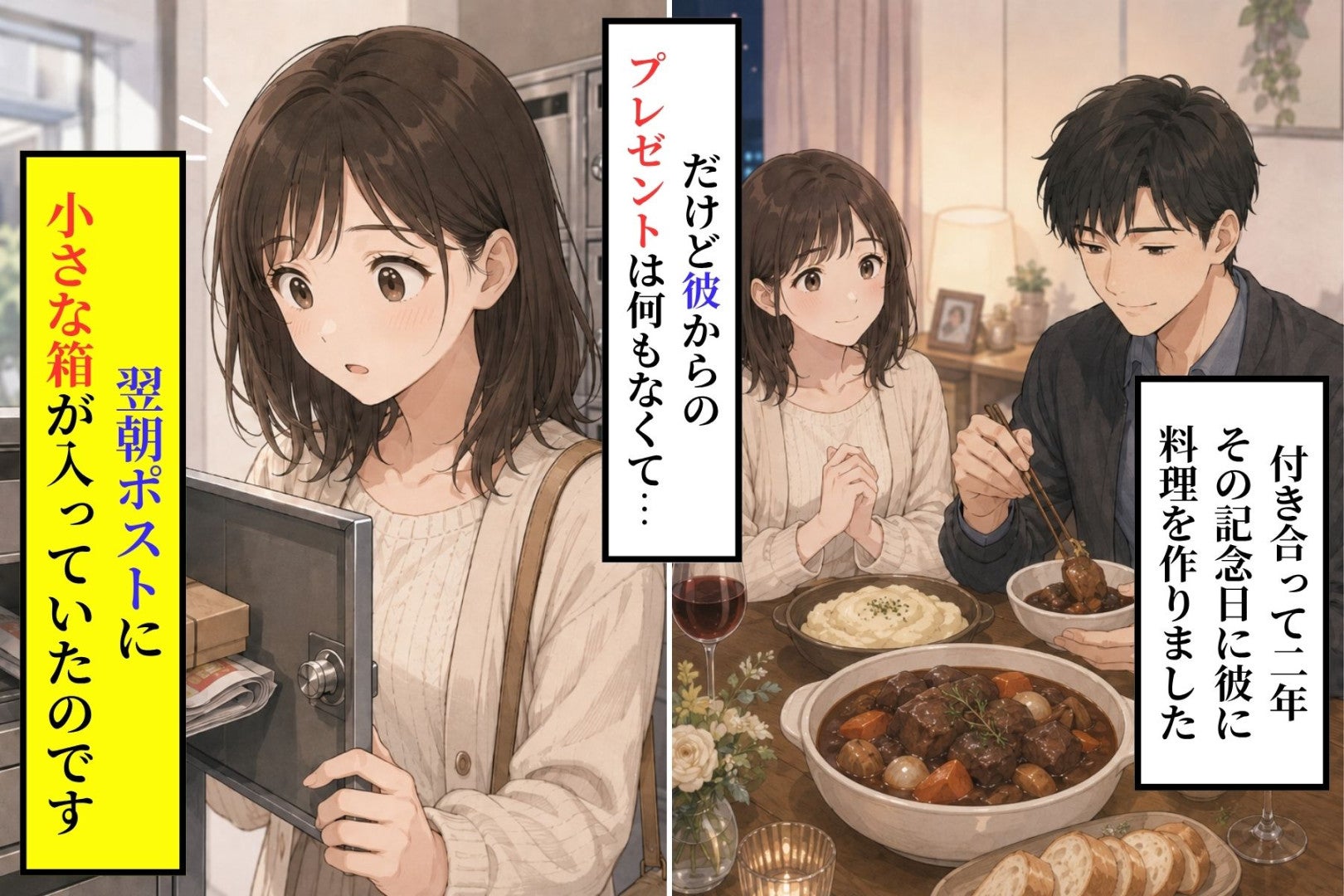 記念日に何も渡さず帰った彼が、私の家のポストに入れていたもの