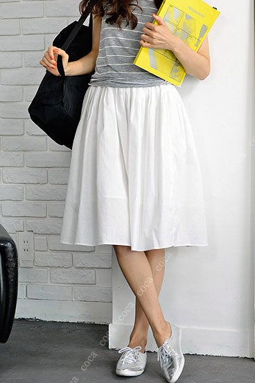 スカートとガウチョパンツの2タイプ裏地付ウエストギャザーボトムス「coca」3,490円（税込）