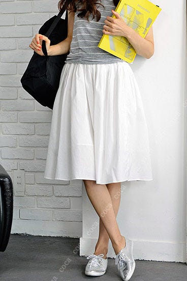 スカートとガウチョパンツの2タイプ裏地付ウエストギャザーボトムス「coca」3,490円(税込)