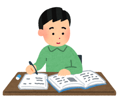 勉強をしている人のイラスト(男性)