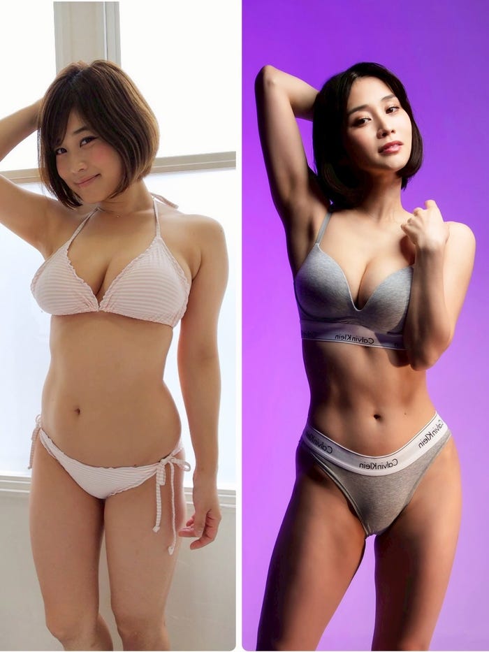 ボディチェンジ前後の高橋凛(提供画像)