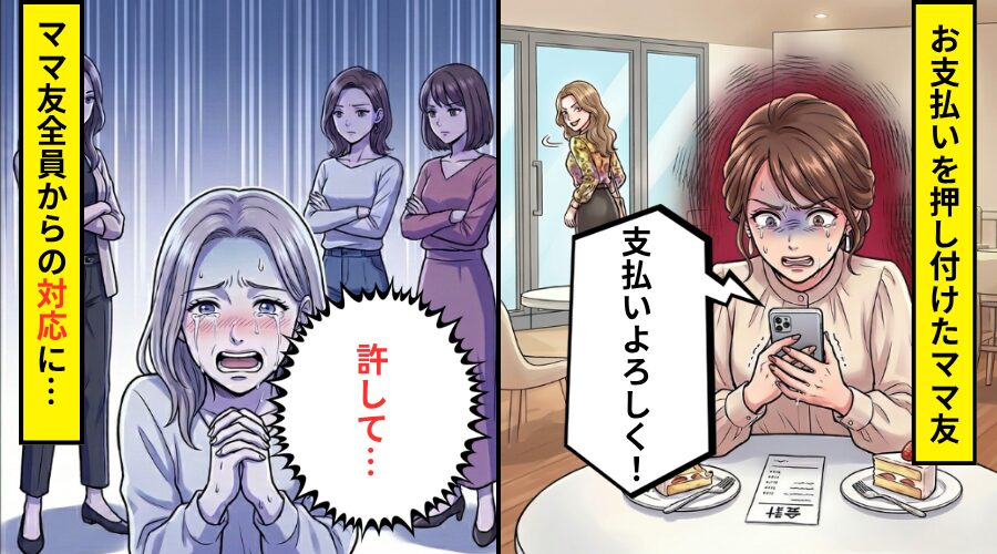 カフェに行くと…ママ友「お支払いよろしく！」未払いのまま帰宅！？しかし後日⇒ママ友”全員”からの対応に…「許して…！」