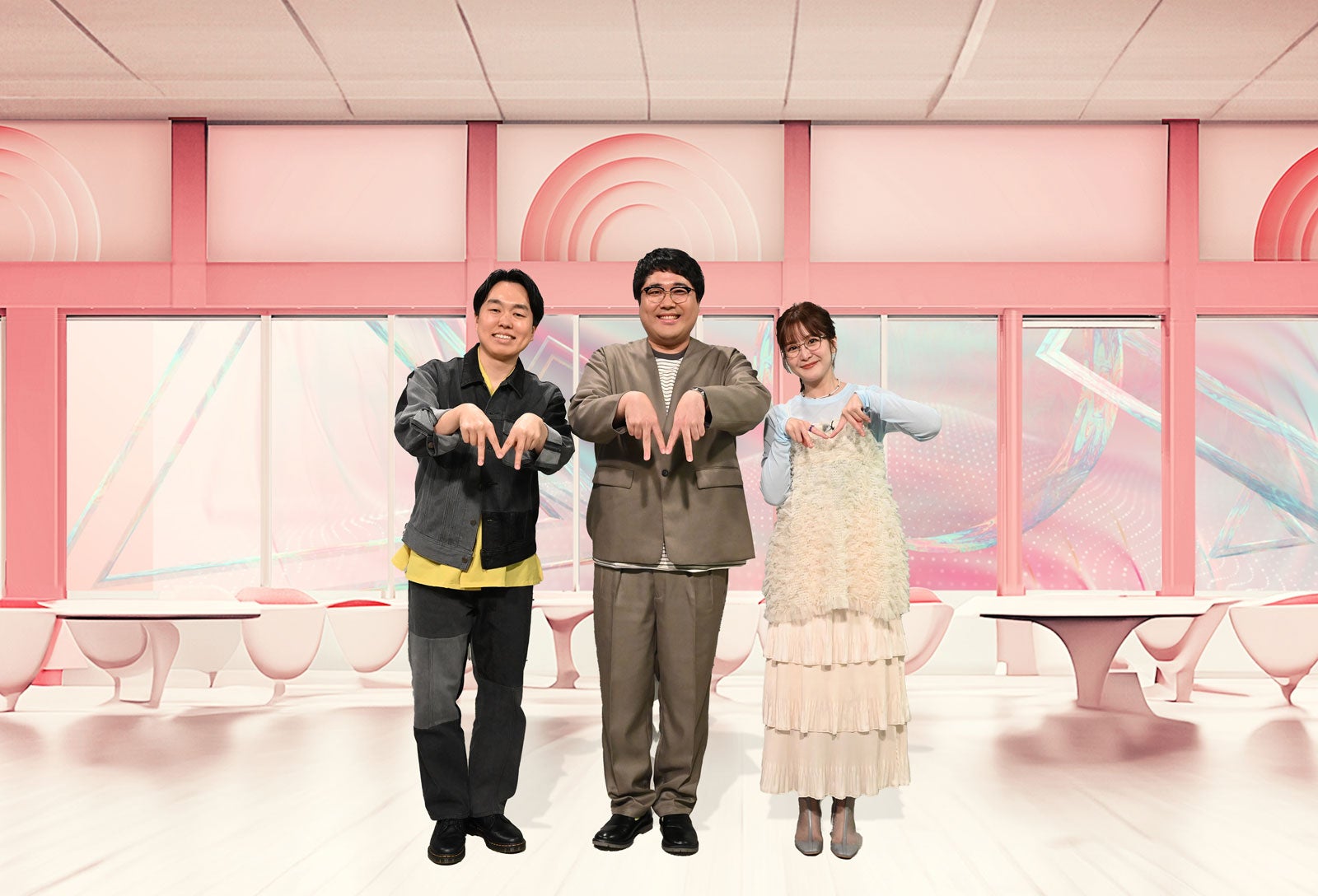 かみちぃ、村上、林美桜アナウンサー（C）テレビ朝日