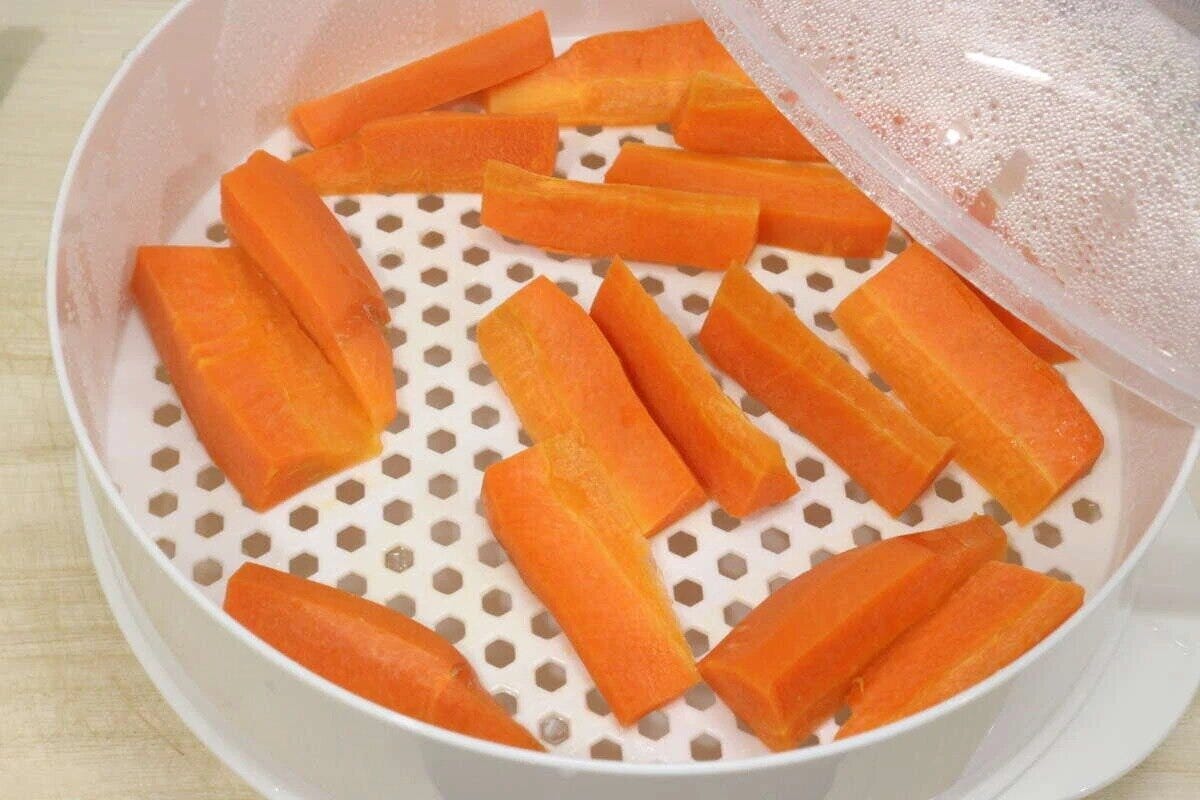 ダイソー　1段電子レンジ蒸し器　仕上がり